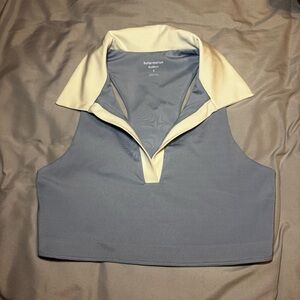 Reformation EcoMove Blue White Collar Athletic Crop Tank Top Small